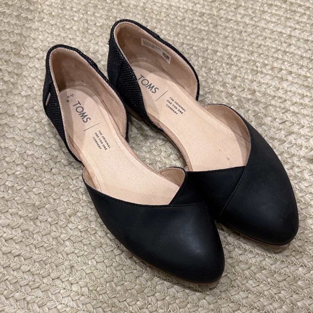 TOMS Women's Black Gemma D'Orsay Flat Shoes